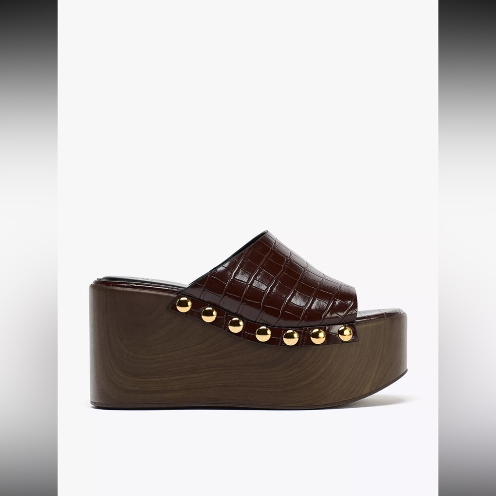 ZARA EMBOSSED PLATFORM WEDGES SIZE 7.5 NWT